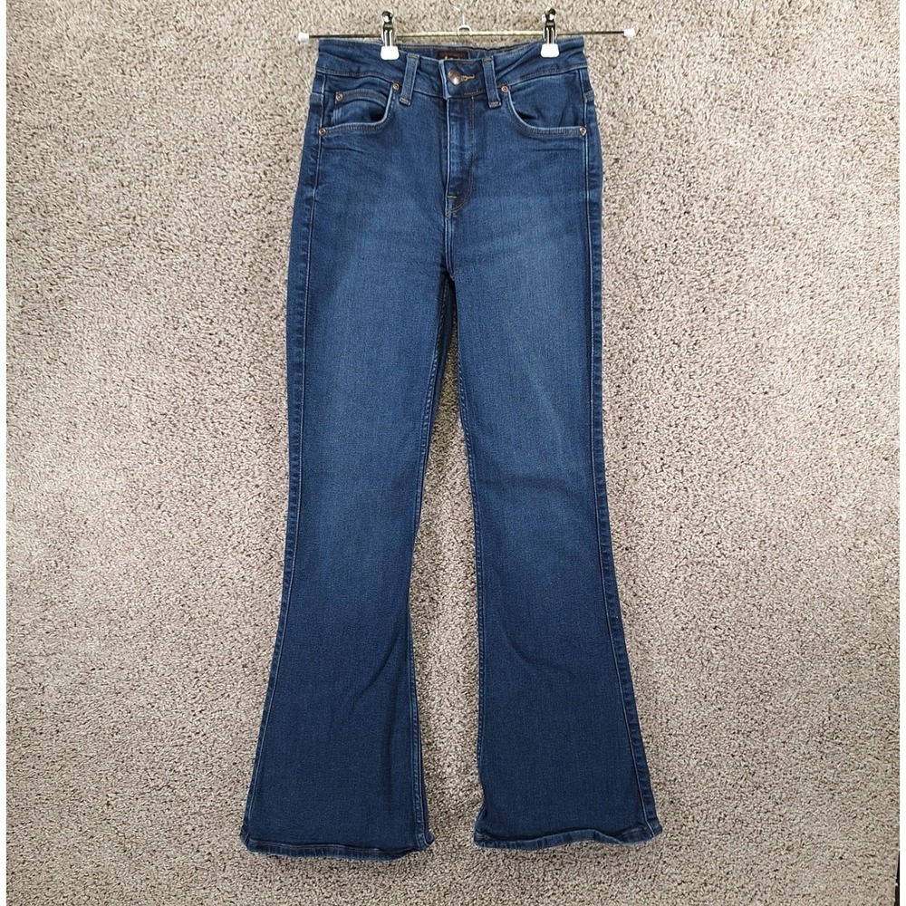 Lee Jeans Womens (Fits 25x30) Medium Wash Flare Denim Mid Rise Retro Boho‎